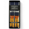 Bretelle a tinta unita blu midnight con finiture in passamaneria