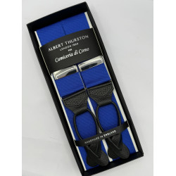 Bretelle a Y colore blu royal in nastro rigido Barathea 40mm finiture in pelle