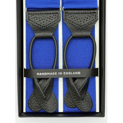 Bretelle a Y colore blu royal in nastro rigido Barathea 40mm finiture in pelle