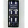 Bretelle a Y Regimental Blu e Bianco con attacco in pelle nera Brogue Leather Ends