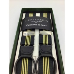 Bretelle a righe Regimental Nero / Giallo in nastro rigido 32mm