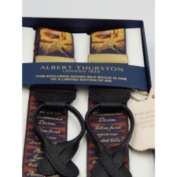 Bretelle a Y in seta Limited Edition “Jerusalem” con inserti in pelle nera