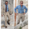 Bretelle a Y “James Bond 007 - No Time To Die” grigie con finiture in pelle e regolatore dorato