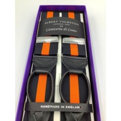 Bretelle a Y fantasia Regimental Arancione/Nero lavorazione Brogue