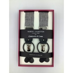 Bretelle in Lino nero con attacco 2 in 1 in pelle nera