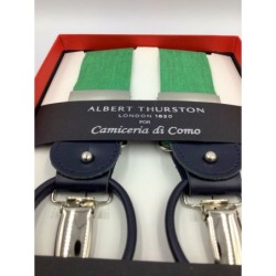 Bretelle a Y in Lino Verde Smeraldo con attacco 2 in 1 in pelle blu