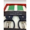 Bretelle a Y in Lino Verde Smeraldo con attacco 2 in 1 in pelle blu