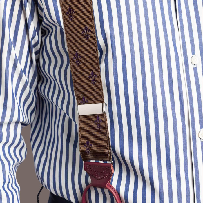 Bretelle uomo in colore verde oliva con ricamato simbolo Fiorentina Firenze